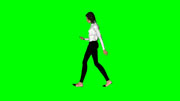 歩きスマホをする3Dアンドロイド女性（横向き） / グリーンバック・クロマキー