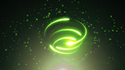 3Ｄ螺旋状の軌道を描く光のパーティクル / グリーン