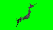 日本地図 / 都道府県がバラバラに出現 / ブラック / グリーンバック合成用