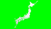 日本地図 / 都道府県がバラバラに出現 / ホワイト / グリーンバック合成用