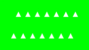 モーショングラフィックス/三角形が横二列出現して消える_ループ素材/グリーンバック合成用