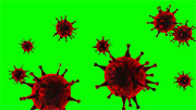 ウィルス・細菌 Ver.2 / 画面全体に増殖_ループ素材 / レッド / グリーンバック合成用