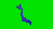 日本地図 / 横回転_ループ素材 / ブルー / グリーンバック合成用