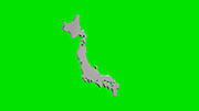 日本地図 / 横回転_ループ素材 / シルバー / グリーンバック合成用